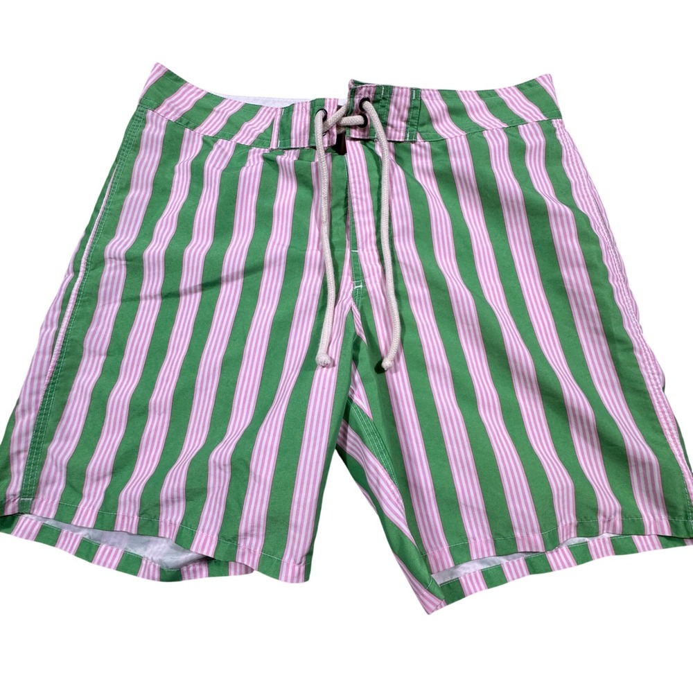Strong Boalt Palm Beach Mens 30 Green Pink Striped Board‎ Shorts Swim Trunks